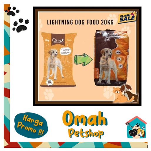 

STARRY DOG 1 KG REPACK LIGHTNING DOG 800gr FRESHPACK- MAKANAN ANJING KERING