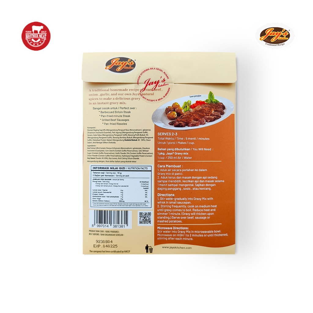 

HJE Jay's Kitchen Steak Sauce 25gr, Bubuk Saus Steak Halal