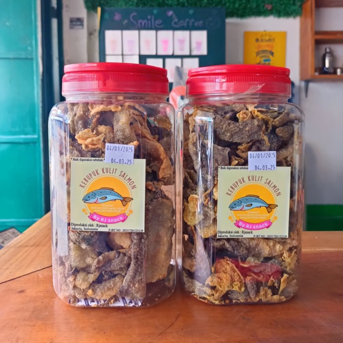 

Paket Combat 3 Kerupuk Kulit Ikan Salmon Varian Rasa Original Dan Varian Rasa Bbq Kemasan Toples