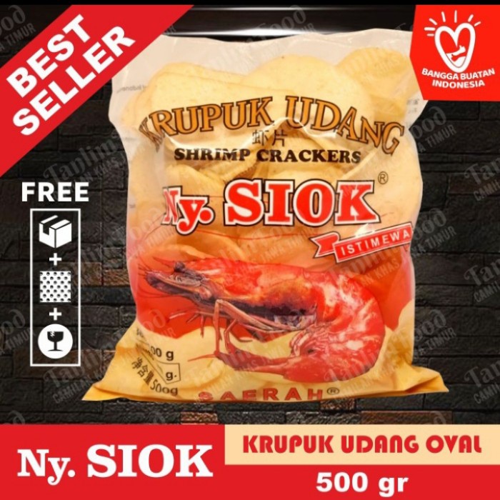 

kerupuk udang oval ny.siok 500gr / kerupuk udang / kerupuk