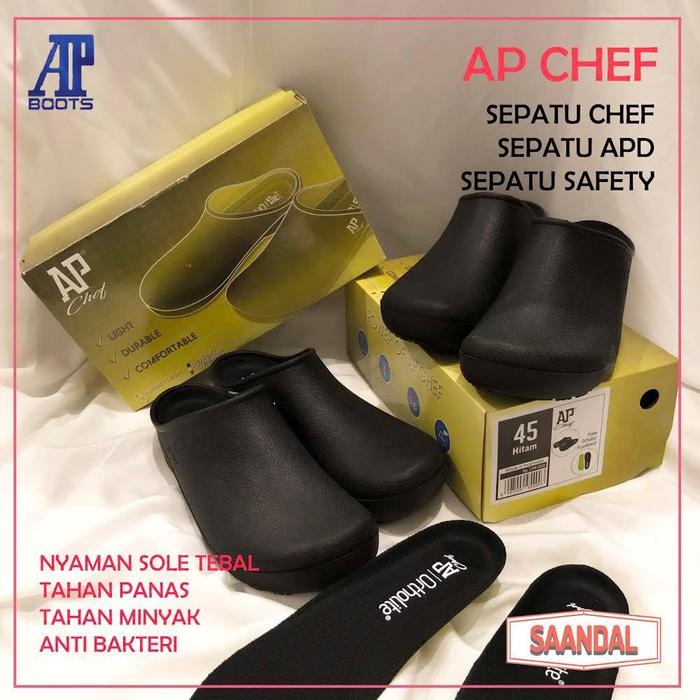 Sepatu Chef Safety Ap Boots Chef Shoes Pria Hitam Karet