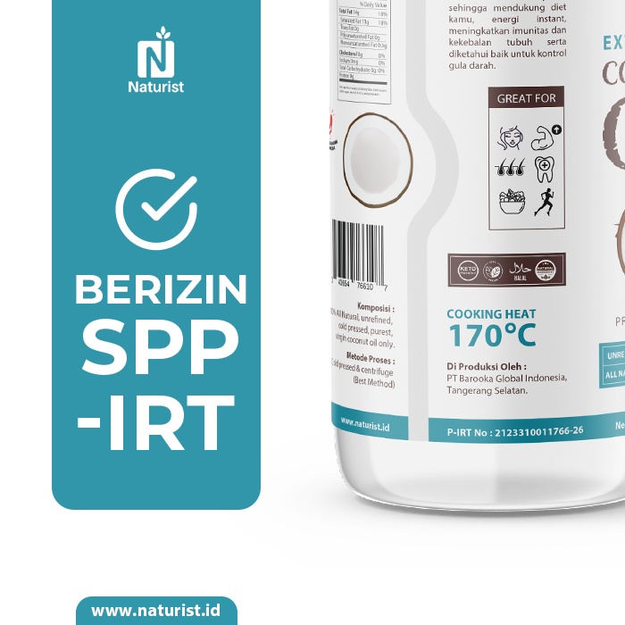 

HJE NATURIST MINYAK KELAPA MURNI / PREMIUM VIRGIN COCONUT OIL / PREMIUM VCO / PURE COCONUT OIL /