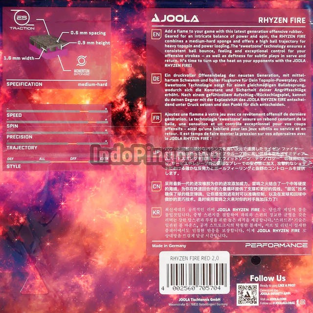 Joola Rhyzen Fire 2.0 - Tenis Meja Pingpong