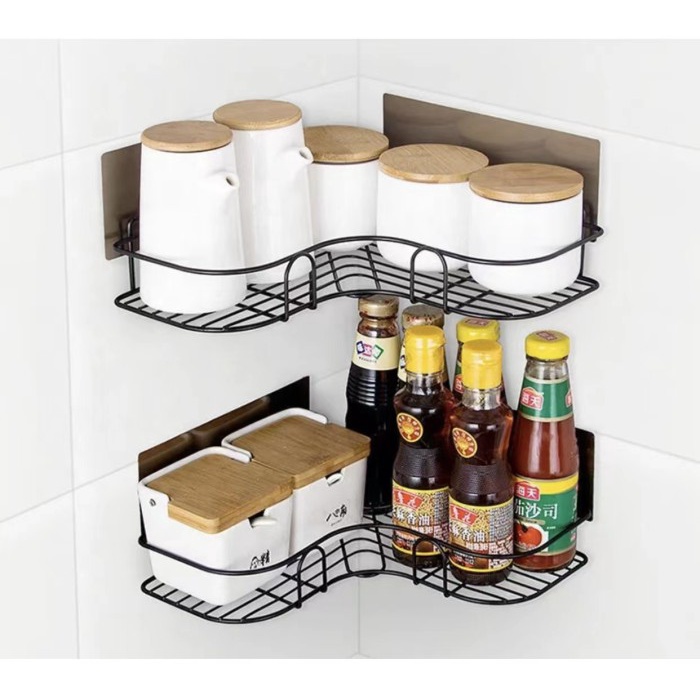 NEW Rak Bumbu Dapur Rak Kamar Mandi Stainless Steel Rak Sudut