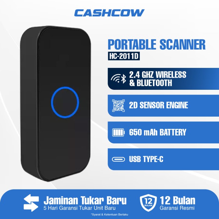 Barcode Scanner Bluetooth 2D Portable Wireless QR Code CMOS