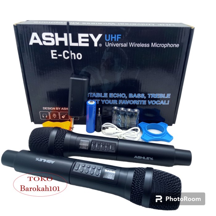 Mic Wireless ASHLEY E- CHO Microphone Ashley Double Mik Pegang Werles