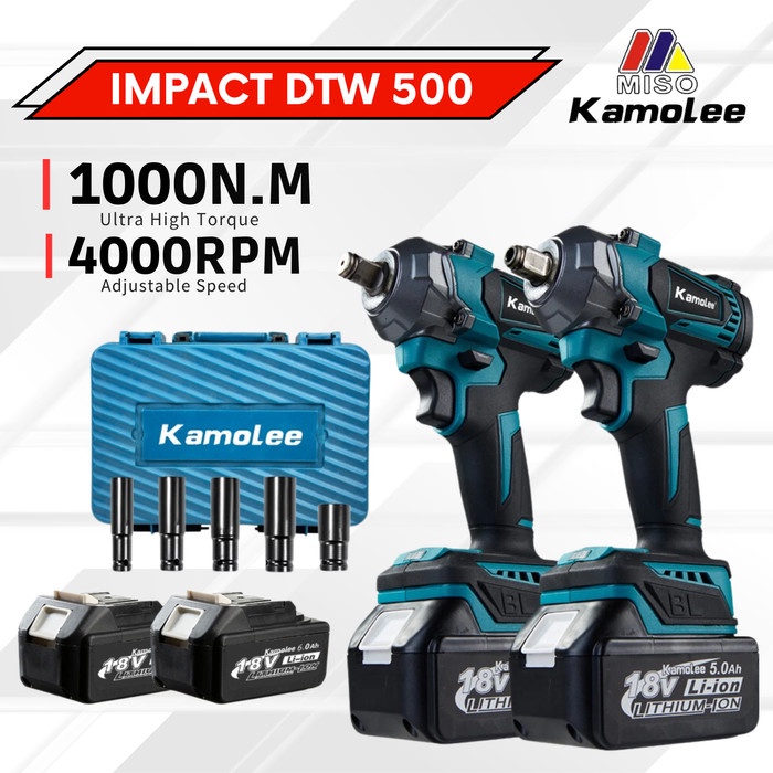 Kamolee Cordless Electric Impact Wrench 1000N.m-DTW500 Impact Drill