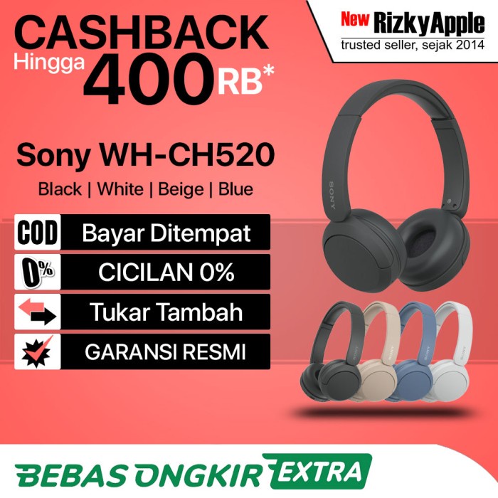 Sony WH CH520 Extra Bass Bluetooth Headphone Wireless Headset / CH 520