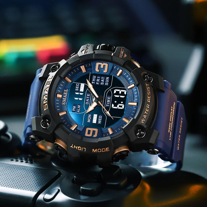 Jam Tangan Analog Digital Sport Pria Wanita Merk Smael 8049