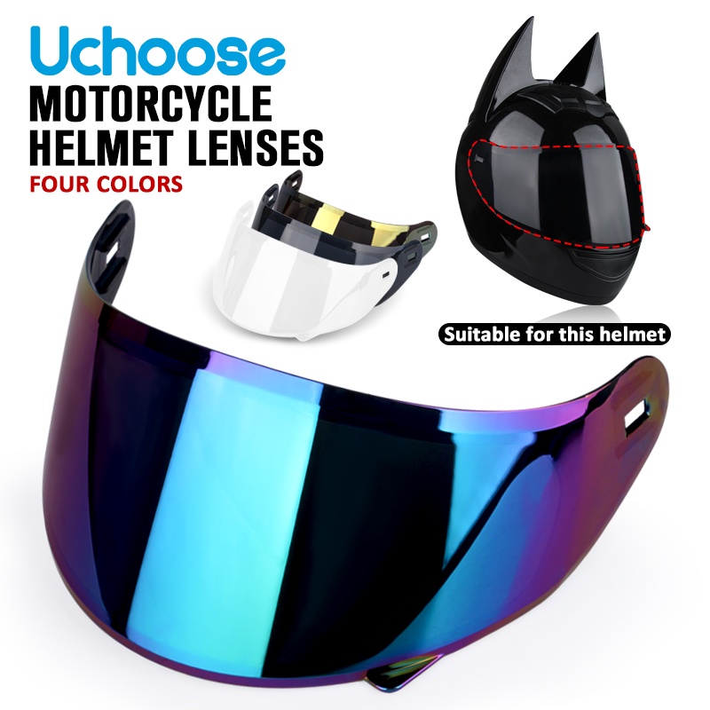 Hnj Cat Ear Motorcycle Helmet Lens Full Face Moto Helmet Visors Transparent Colorful Easy To