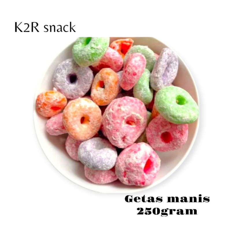 

Camilan getas kering manis getas manis getas pelangi donat lonjong 250gram