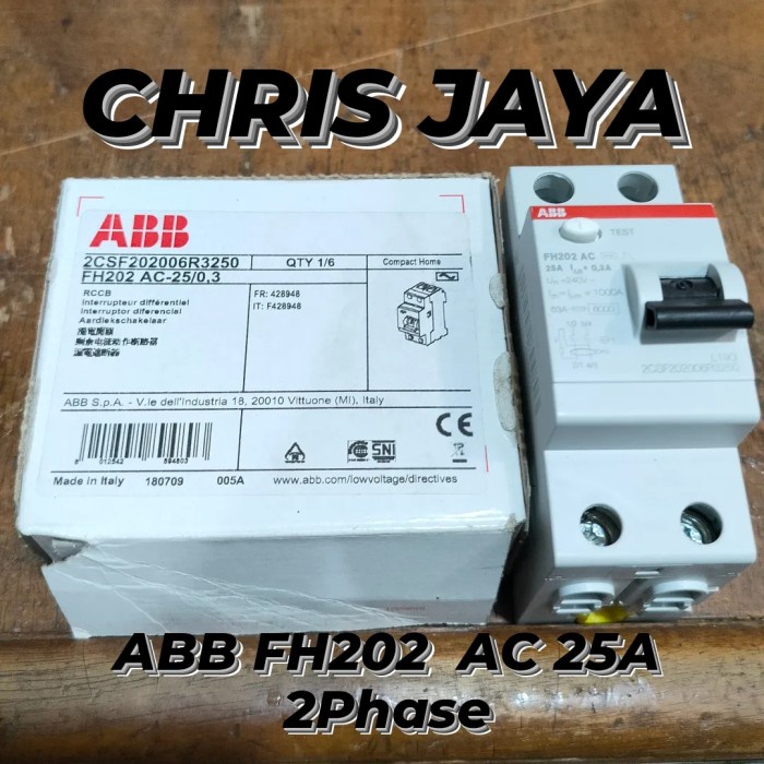 ABB ELCB FH202 AC 25A 2P 300 mA/ABB RCCB FH202 25A 300 mA