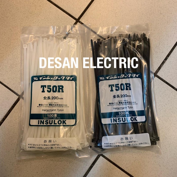 

[tmr] - Kabel Ties Insulok HellermannTyton T50R 20CM Isi 100pcs Putih & Hitam