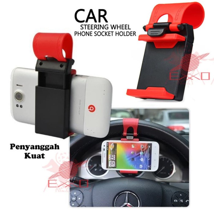 TOP" HOLDER SETIR MOBIL CAR STEERING HOLDER TEMPAT TARUH HP DISETIR MOBIL