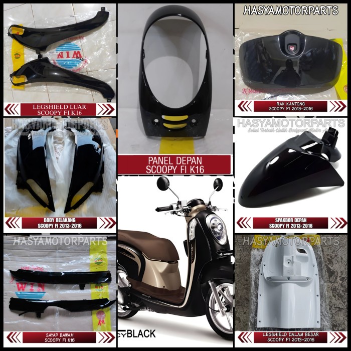paket full body halus Scoopy fi 2013-2016 warna hitam Kode 1027
