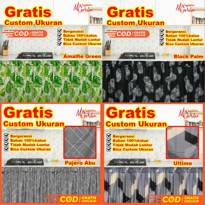 ADT- Gorden Hordeng Tirai Dapur Kolong dapur Jendela Minimalis Tirai Mobil