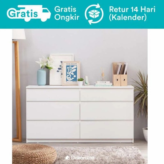 ADT- Moku Lemari Kayu 6 Laci Drawer 3 Susun