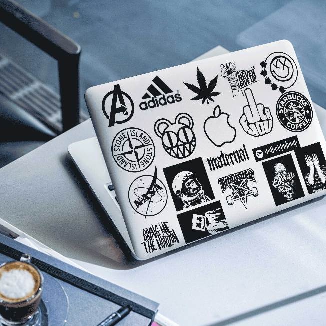

IK! Stiker Aesthetic Hitam Putih Stiker Hp helm Laptop tumbler