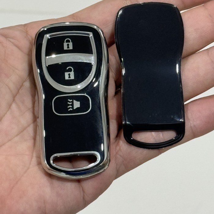 TERLARIS CASE COVER SARUNG KUNCI SMARTKEY MOBIL NISSAN GRAND LIVINA 2010-2015 LIST SILVER