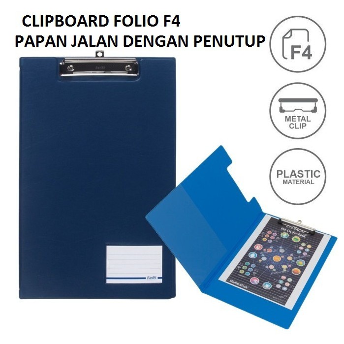 

iK! Bantex Clipboard Papan Jalan Model Cover Penutup Folio F4