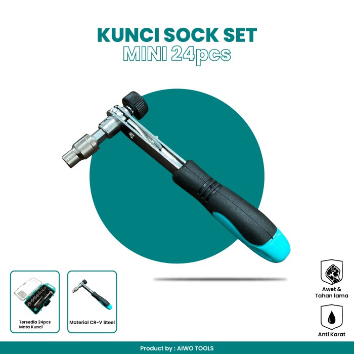 TERSEDIA AIWO TOOLS Kunci Sock set ni 24pcs DIY TOOLS SERIES