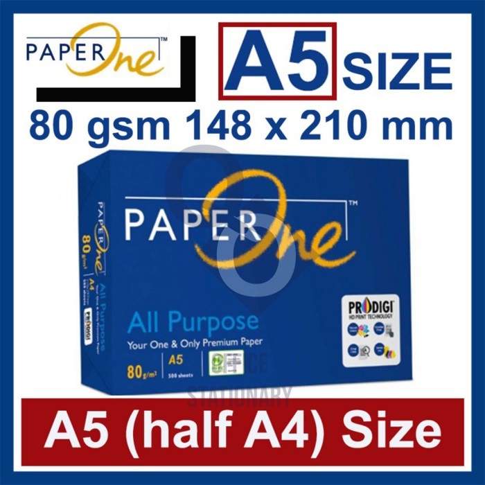 

IK! Kertas HVS A5 80 Grm Paperone / Paper One Copy Paper 1 Rim