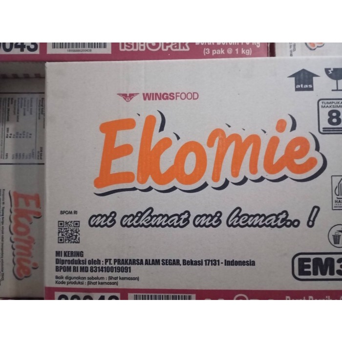 

Ready Ekomie Mie Kering Eko Mie 3Pak @1Kg 1 Dus