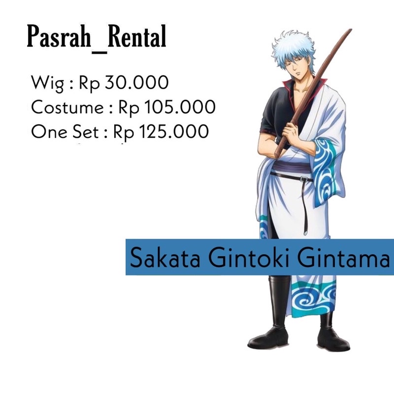 SEWA RENTAL KOSTUM / COSPLAY SAKATA GINTOKI GINTAMA