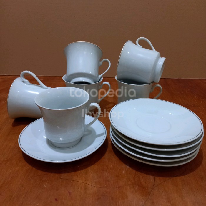 Cangkir Set Segi Lismas Classic Putih Polos (6 set)