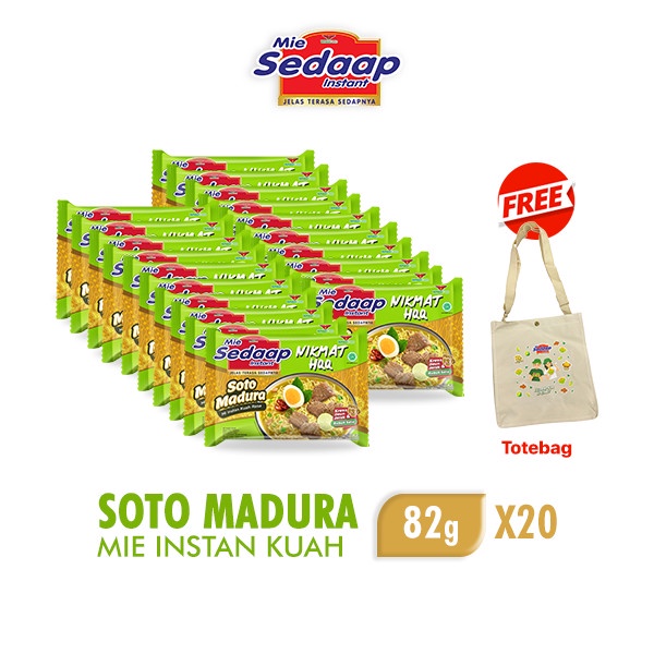 

Sedaap Mie Instan Soto Madura 82 gr x 20 pcs Free Totebag