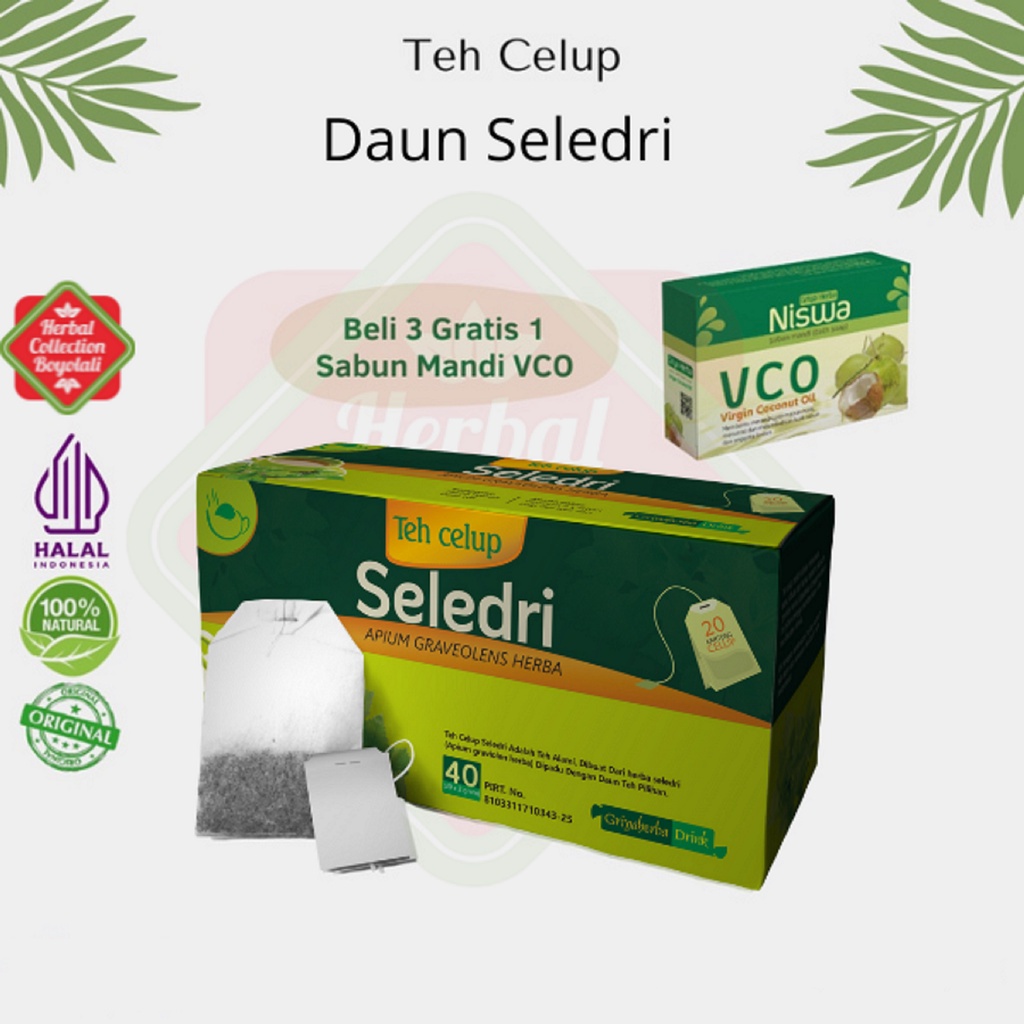 

( PROMO ) Teh herbal daun seledri Griya Herba untuk Menurunkan tekanan darah tinggi aman alami untuk