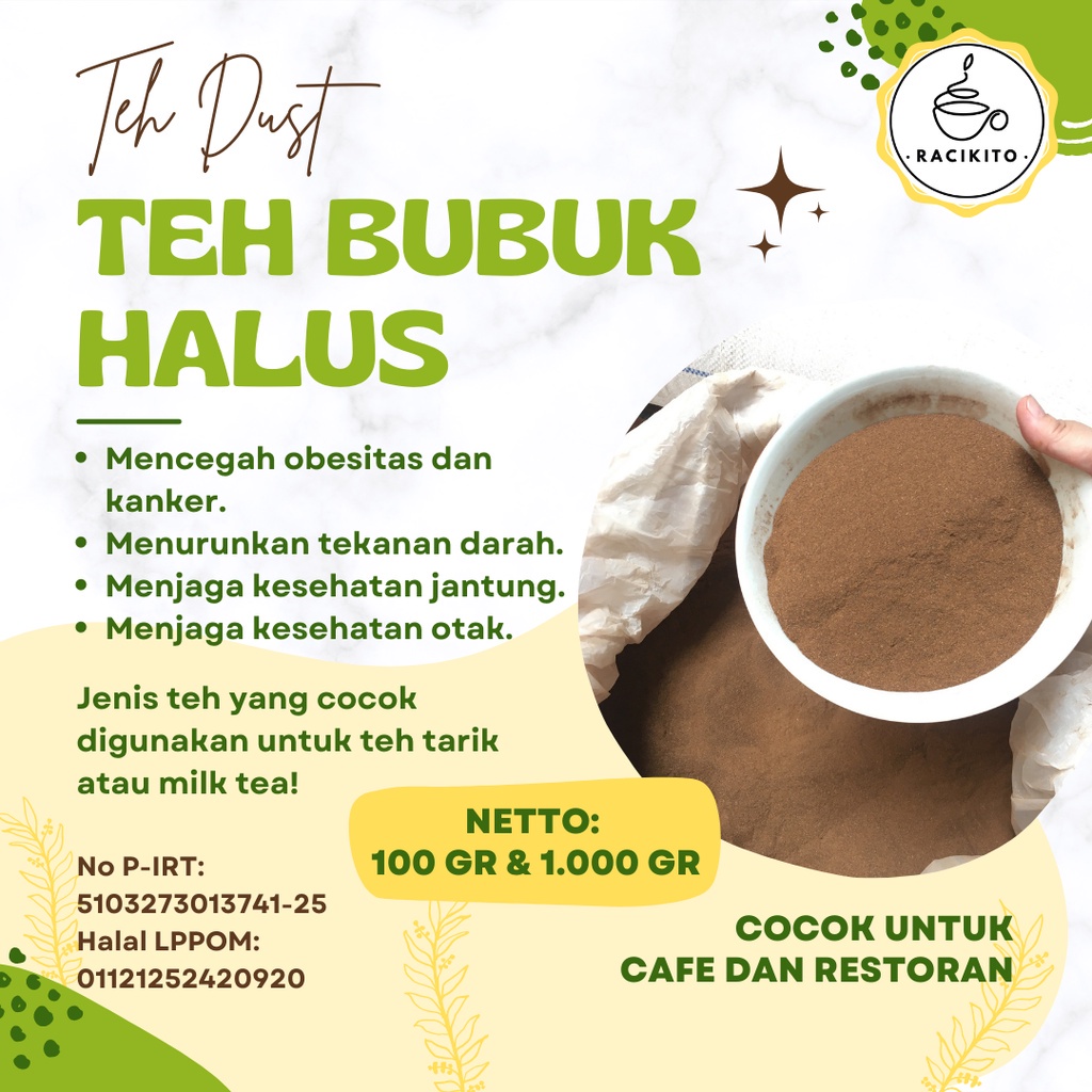 

( PROMO ) RACIKITO Teh Bubuk Halus Teh Dust Teh Sehat Teh Kiloan 250 gr gr 1. gr BEST SELLER