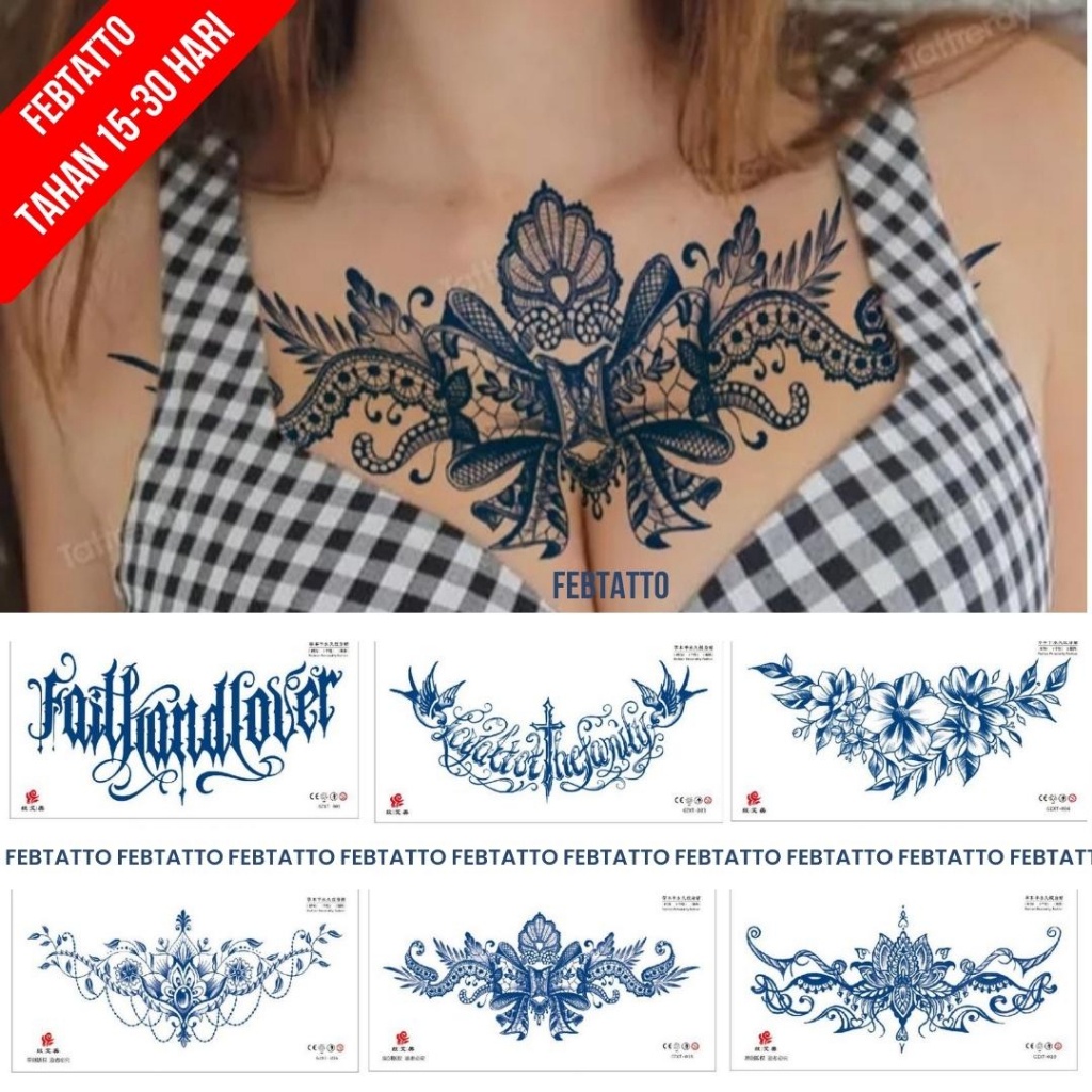 FRUIT INK Tato Semi Pemanent Dada Tahan 1 Bulan Ukuran 28x15cm Tato Lengan Tato Dada Tato tangan