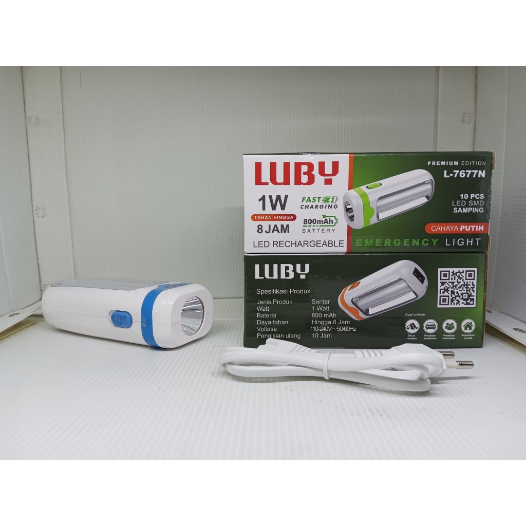 Senter Lampu Emergency Luby L-7677 / Senter Tangan Cahaya Putih L7677