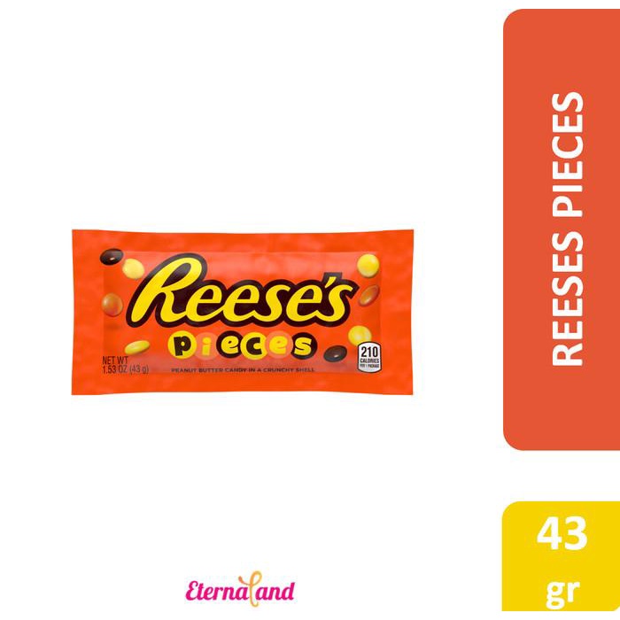 

Reese's Pieces 1.53 oz (43 gr) - cokelat rasa selai kacang bentuk bulat tidak gampang leleh