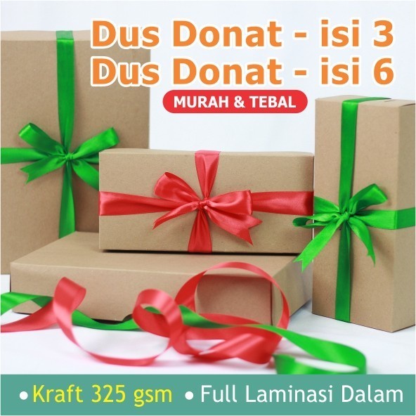 Dus Coklat Donat Isi 3 / Box Donat / Dus Brownies M /Dus Roti/22x10x5