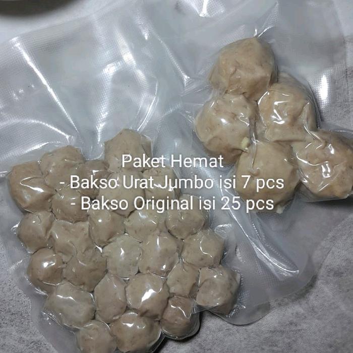 

Paket Bakso varian original 25 pcs & urat jumbo 7 pcs premium Food Makanan