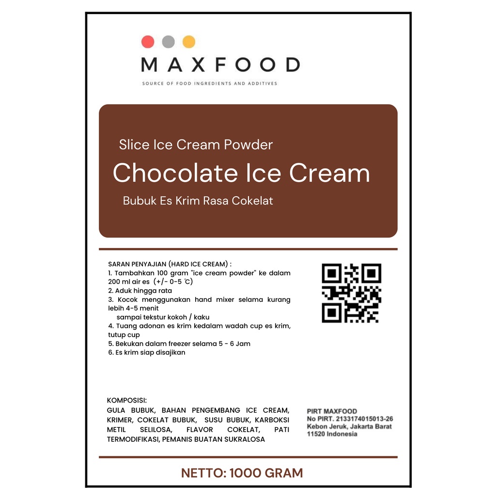 

MAXFOOD - Slice Chocolate Ice Cream Powder / Bubuk Es Potong Rasa Cokelat 1 Kg
