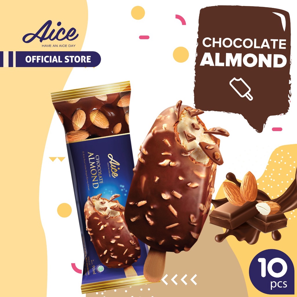 AICE Ice Cream Chocolate Almond isi 10 pcs eskrim