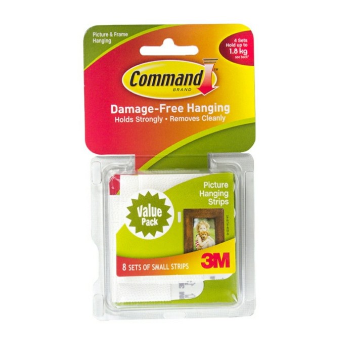 

READY STOK 3M COMMAND HOOK SMALL PICTURE HANGING STRIPS 1.8 KG 17205 READYY