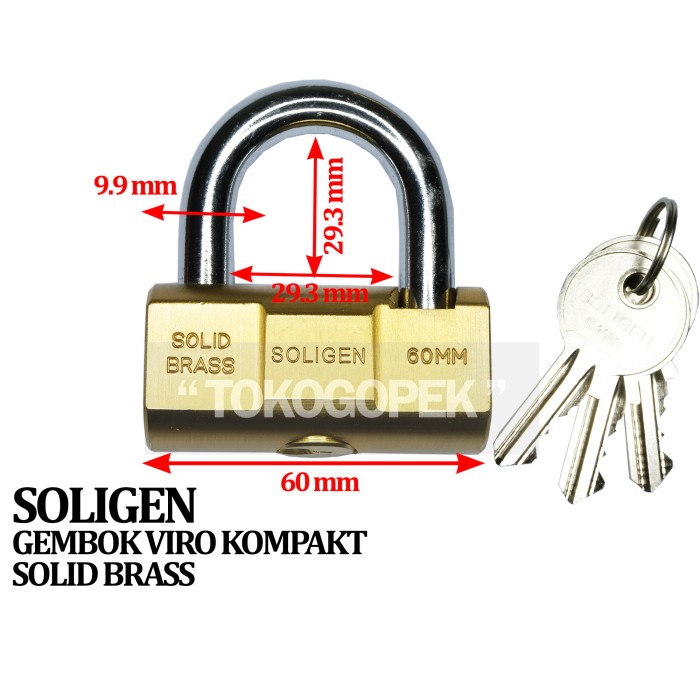 SOLIGEN GEMBOK KUNINGAN KOMPAKT 60MM - GEMBOK PAGAR SOLIGEN