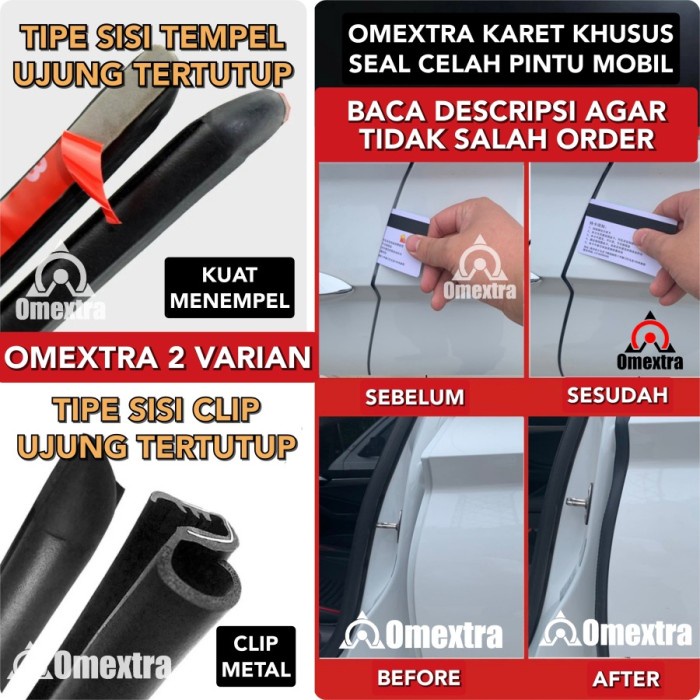 Omextra Karet Celah Pintu Mobil Karet Pilar Seal Strip Peredam Suara