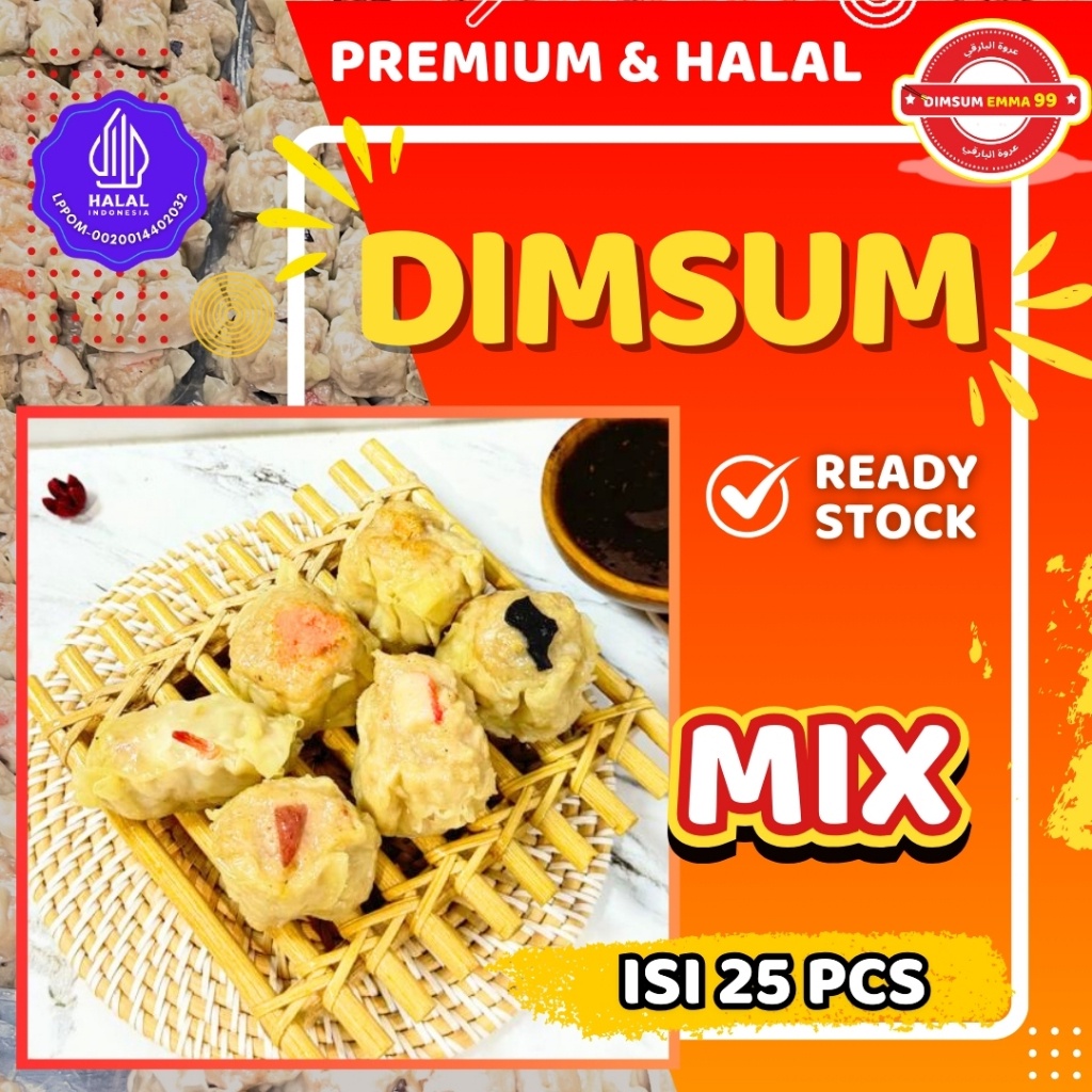 

Dimsum Ayam Toping Mix Lengkap isi 25 pcs PREMIUM & HALAL, Kemasan Twinwall/vakum FREE Saus Merah &