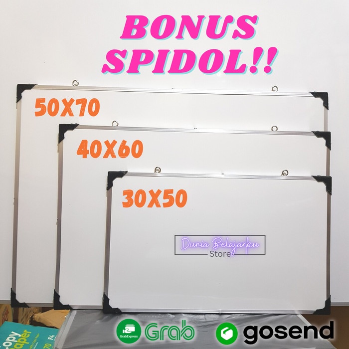 

ATKJaya- Papan Tulis White Board 50x70cm / BONUS 1 SPIDOL