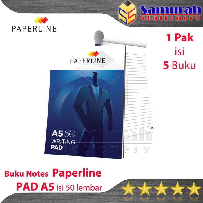 

ATKJaya- Block Note Garis Paperline A5 ( 1 Pack = 5 Buku ) / Buku Pad ukuran A5
