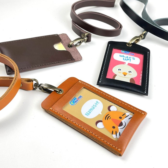 

ATKJaya- Dompet ID card kulit asli model simpel - card holder tali lanyard name