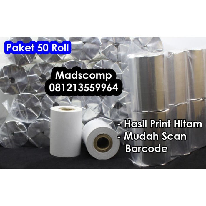 

ATKJaya- 50 Roll Kertas Struk Thermal 58x40 Paper roll Cash Register