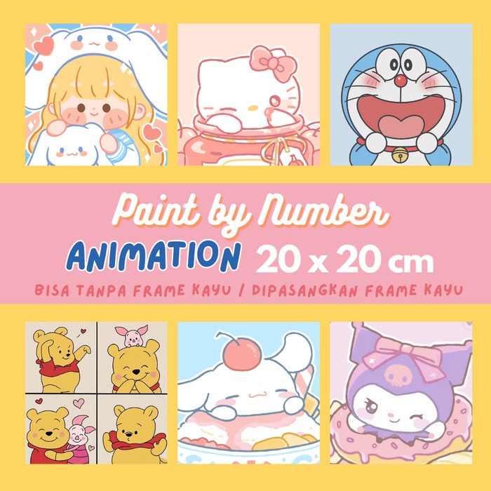 

ATKJaya- Paint By Number 20x20cm Series SANRIO Frame / Tanpa Frame Kit DIY