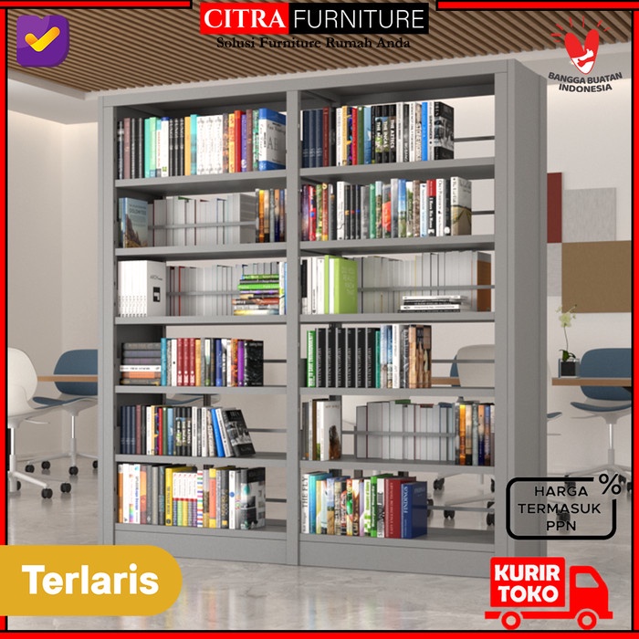 

ATKJaya- SHUMO Lemari Besi Rak Buku Perpustakaan Sekolah 2 Muka Jumbo