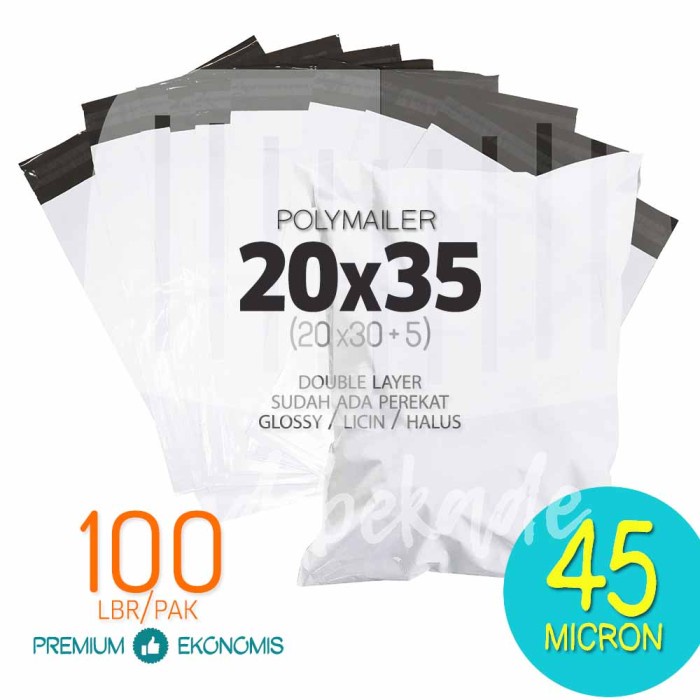 

ATKJaya- Polymailer amplop plastik packing 20x30 cm isi 100 putih keabuan murah